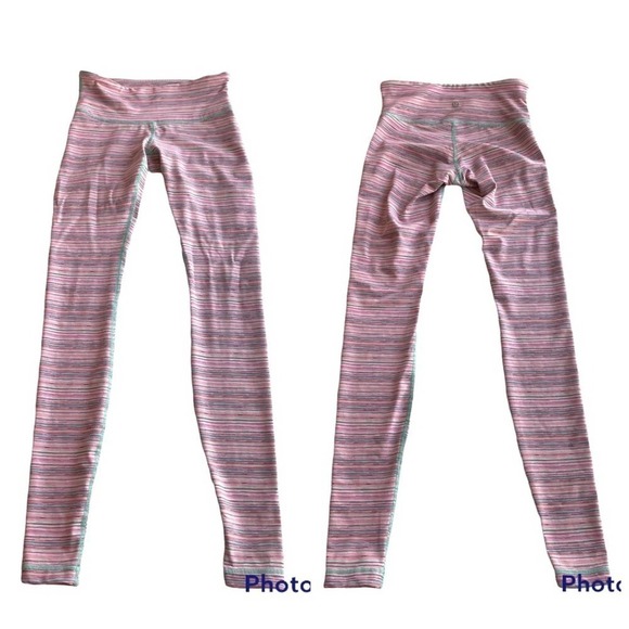 Lululemon Leggings Wunder Under Luxtreme Cyber Stripe Pink Menthol Size 4 rare - Picture 13 of 13